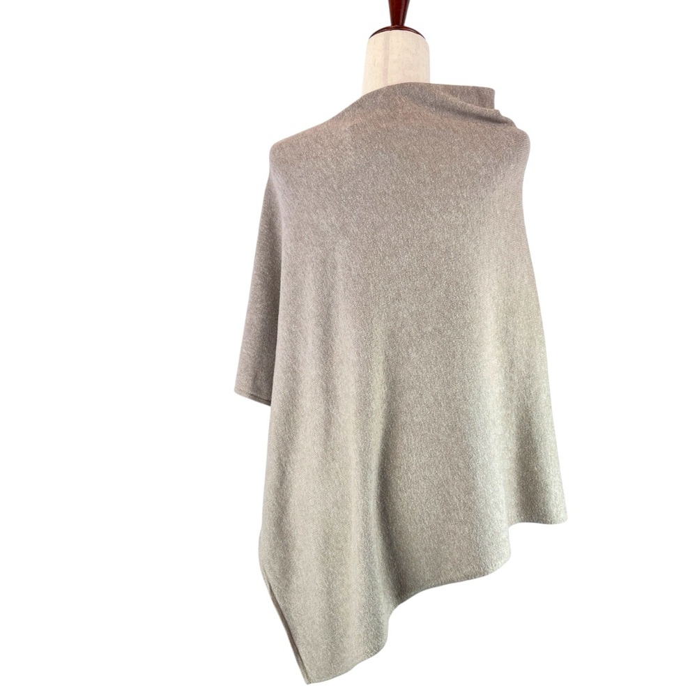 NEW Ming Wang Poncho Sweater Taupe Rhinestone Ombré Embellishment O/S NWT - Picture 2 of 15